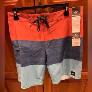 O'Neill Red and Blue Board Shorts Quick-Dry Swimwear
